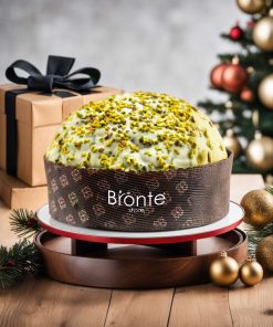 Bronte pistachio panettone store in a Christmas decoration context