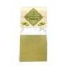Packaged Bronte store pistachio chocolate 'Mattonella' bar, in transparent bag.