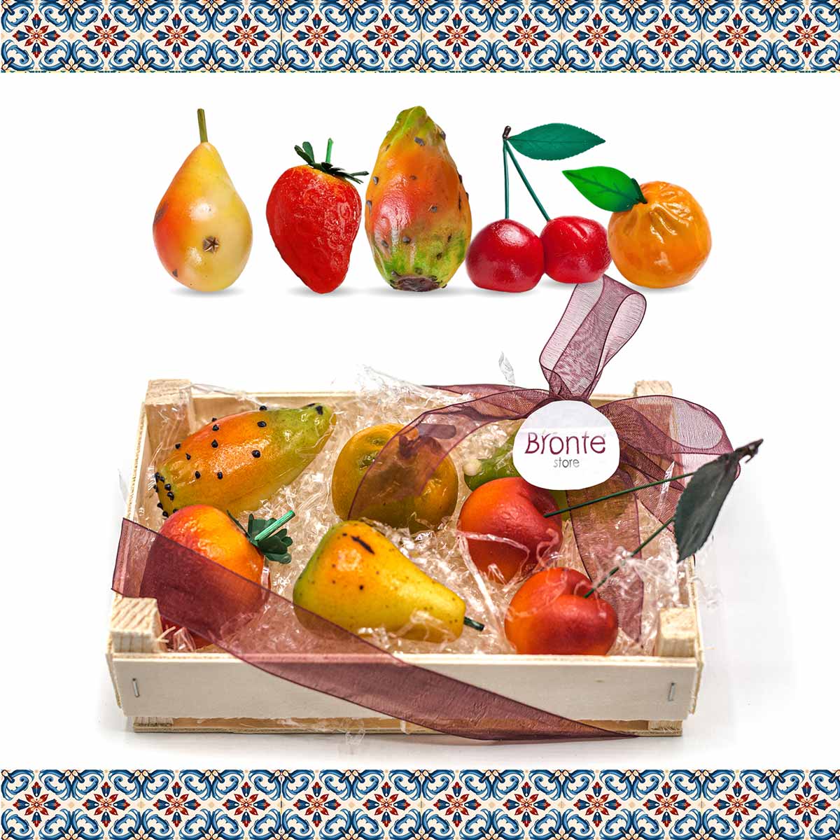 Photo of typical Sicilian Martorana fruit with a marzipan base.