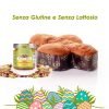 Photos of the gluten-free and lactose-free Bronte store colomba di pasqua cake. Next to the jar of pistacia folklore Sicilian pistachio cream Bronte store gluten-free and lactose-free.